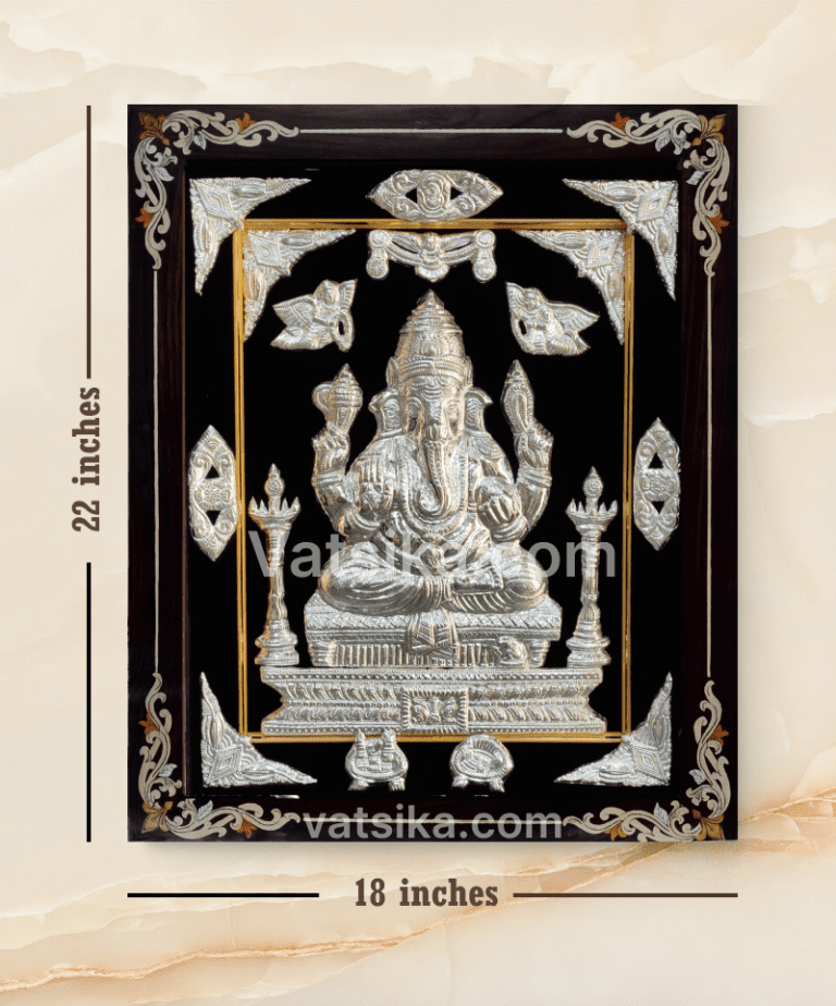 Ganesha 999 Pure Silver Photo Frame for Pooja Room – Silver Finish | 18 ...