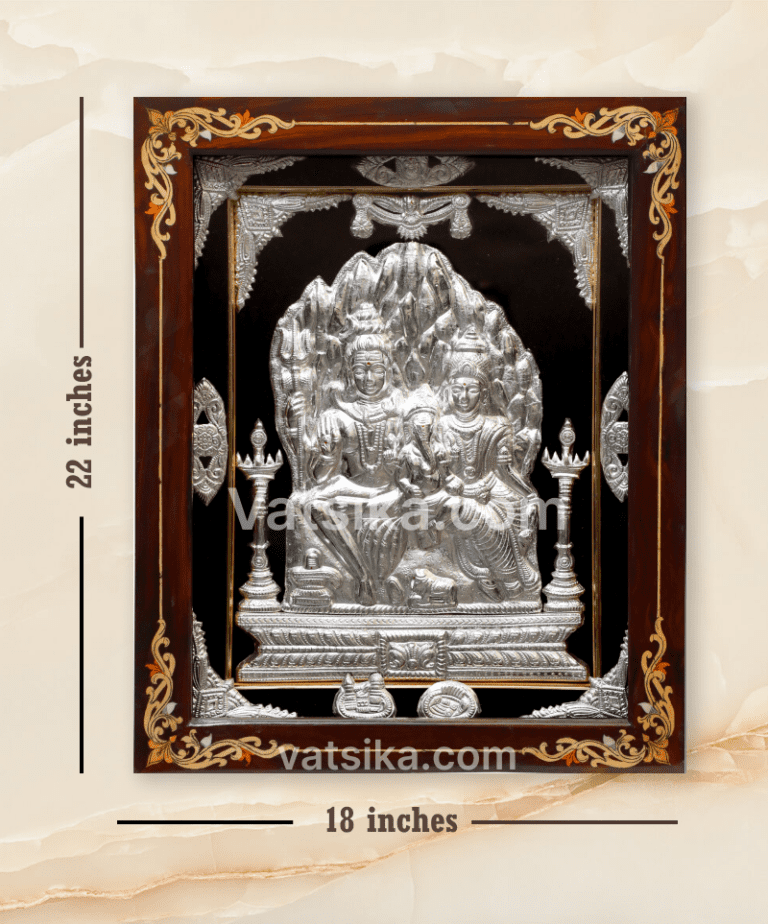 Kailasha Shiva Parvathi 999 Pure Silver Photo Frame for Pooja Room ...